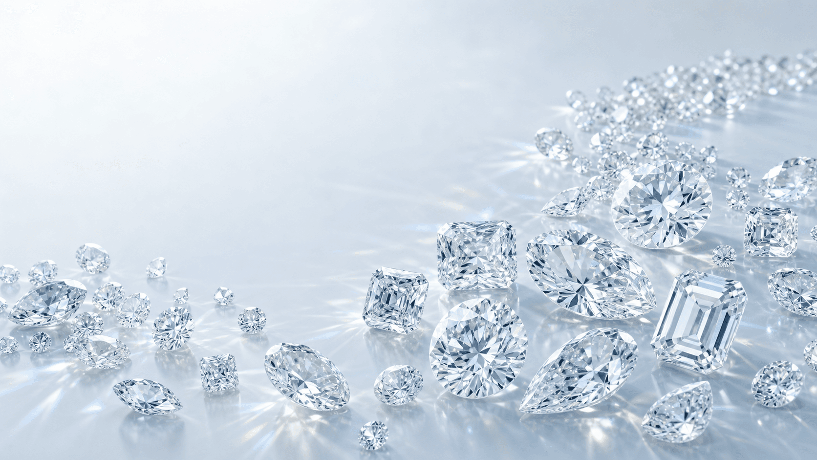Full page diamond hero background with loose wholesale diamonds